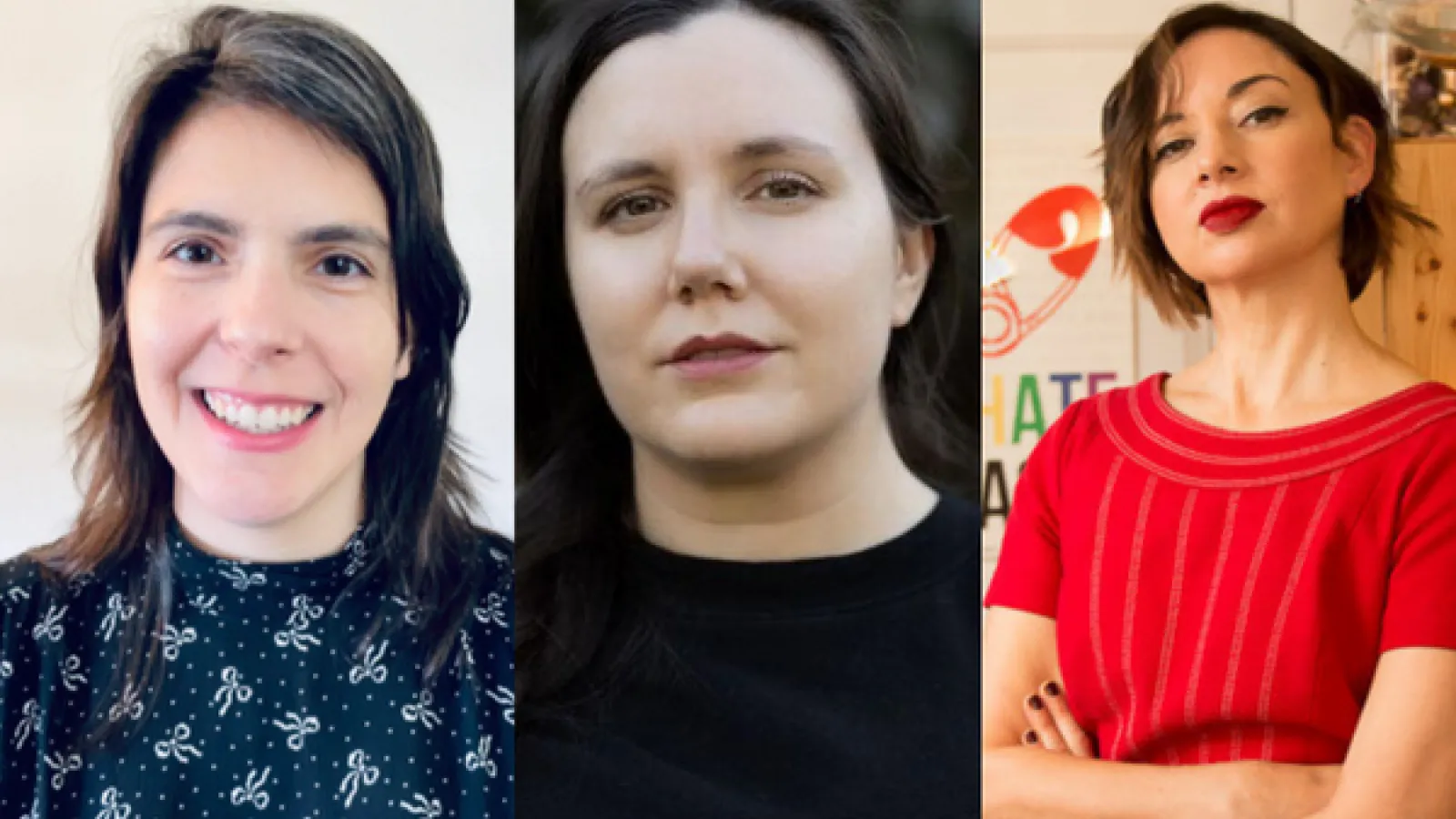 Headshots of Leila Vieira, Elissa Washuta, Paloma Martinez-Cruz